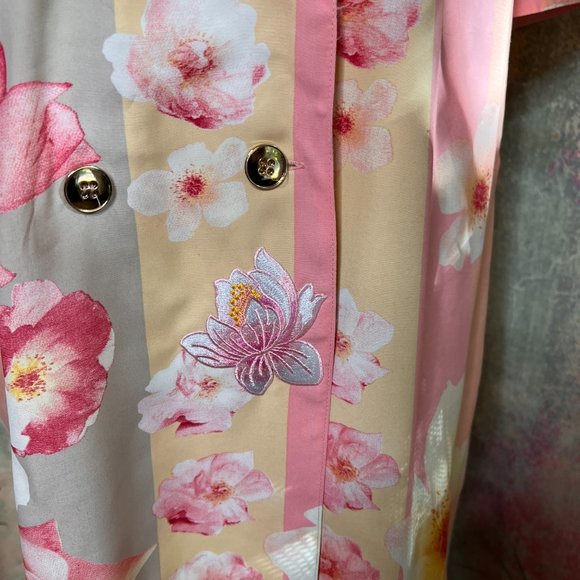 VTG 📌Michele Boyard 90s Floral Design Long Blouse with Double Row Button Down - Picture 5 of 16